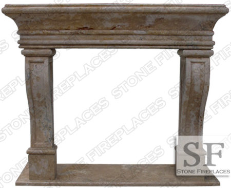 French Fireplace Surround, Travertine Mantel, Rustic, Leon